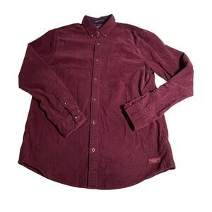 Scotch Soda Corduroy Button Down‎ Shirt Burgundy Men's Regular Fit Size L